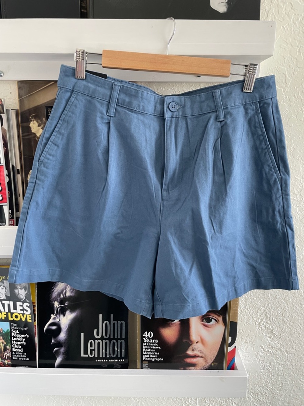 Banana Republic Dusty Blue Pleat-Front Shorts